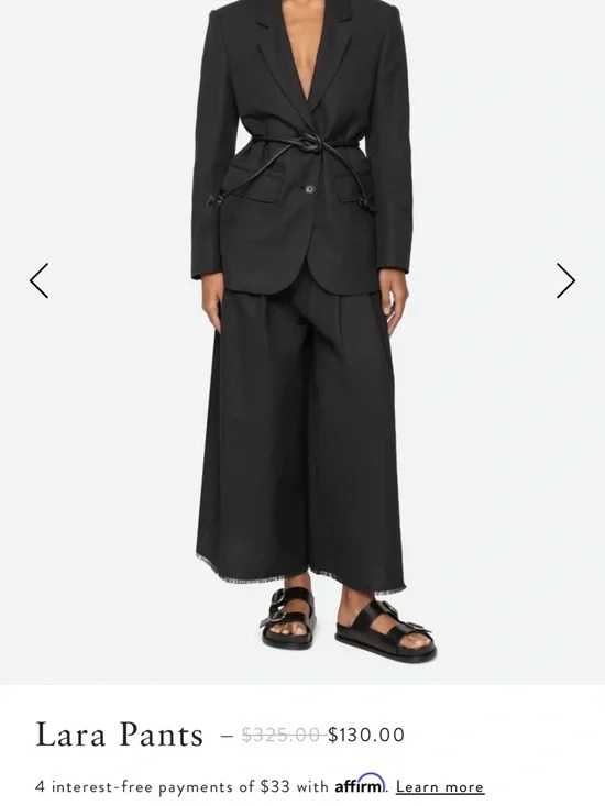 Sea New York Black Linen Pleated Wide Leg Lara pants - Picture 9 of 9